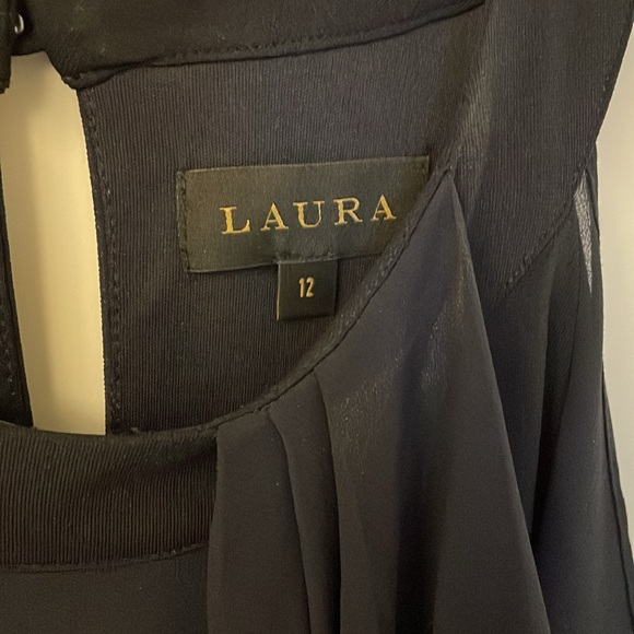 Beautiful mother of the bride navy dress with chiffon overlay. Sz12 - Picture 5 of 8